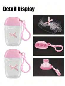 粉色透明空瓶洗手液配粉色丝带蝴蝶结，30ml，旅行装，支架挂钩钥匙扣，粉色翻盖，盖子可重复使用，便携式空瓶可重新填充，化妆品容器，适用于液体乳液，旅行必需品，宿舍必需品，适合女性，妈妈，老师，朋友，学生，返校和老师，情人节礼物，母亲节礼物，1盎司（约28.3克） - 彩色 - 查看 4