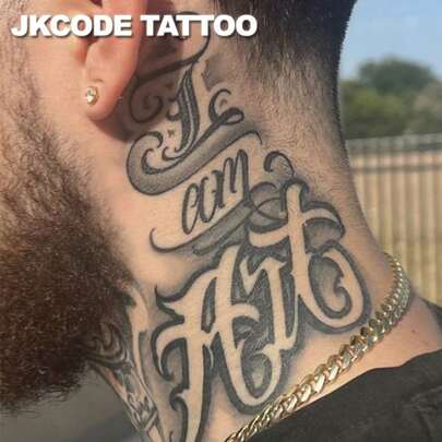 JKCODE TATTOO Tatuaje de hierbas - Patrón de graffiti callejero - YO SOY ARTE - Tatuaje de letras - Tatuaje de estilo graffiti callejero para mano, dedo, casual, hombre cool, mano, cuello, cabeza, duradero 15 días, impermeable
