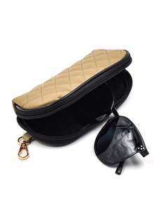 1 Hộp đựng kính mắt mềm, Túi đựng kính râm bằng da PU Neoprene có khóa kéo kèm kẹp cho nam và nữ hình thoi màu da - Nhiều màu - Xem 5