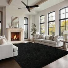 Large Rugs For Bedroom,Thick Pile Fluffy Rugs For Living Room, Thick And Durable RugsRug Decoration Suitable Bedroom, Minimalist Style Rug Decoration Suitable Living Room , Modern Soft Rugs For Living Room, Available In Various Sizes, Elegant Home Decor, Soft Textured Cushions. - Black - View 5