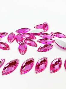 50 peças de strass acrílicos coloridos de 6*12 mm com 2 furos e parte traseira plana, roupas faça você mesmo, vestido de noiva, acessórios de vestuário