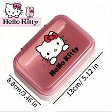 Sanrio 1pc Sanrio Hello Kitty Cartoon Soap Dish With Lid – Cute Home & Bathroom Decor For Fall And Back-To-School Season