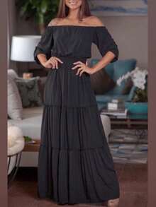 VESTIDO LONGO CIGANINHA PRIMAVERA VERÃO - Preto - Visão 3