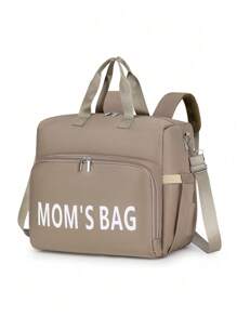 1pc Convertible Shoulder & Backpack Diaper Bag With Hidden Straps, Suitable For Luggage Trolley, Printed Design