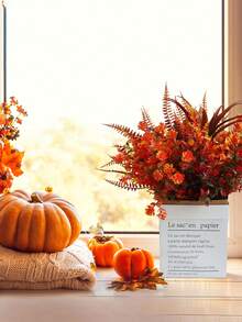 9pcs Fall Gorgeous Artificial Flower Set - UV Resistant, Lifelike Fall Artificial Plants For Indoor/Outdoor Decorations - Perfect For Thanksgiving And Christmas, Durable Home Decor, Artificial Plants For Home Decor, Fall Home Decor