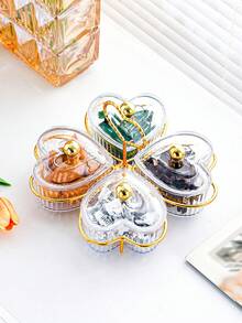 1pc Heart-Shaped Compartment Snack Plate, Dessert Dish, Fruit Tray For Living Room Coffee Table, Modern Candy Dish, Nut Dish, Fruit Plate, Dry Fruit Storage Box - Multicolor - View 5