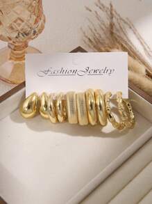 2/10/20pcs Fashionable & Elegant New Asymmetrical Shape Earrings Set, Lightweight CCB Material, C-Shape And Teardrop Designs, Fulfill All Daily Outfit Needs For Women