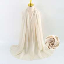 1pc Women's Simple Solid Color Lightweight Breathable Pearl Chiffon Headscarf, Fashion Versatile For All Seasons, Multifunctional Outdoor Sun Protection Shawl/Scarf, Classic Long Robe Accessory, Outdoor/Church Elegant Headwrap