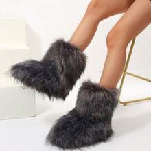Women Boots Warm Over Knee Design Brown Winter Ready - Xám - Xem 3