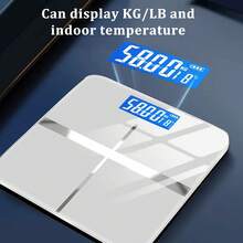 A Weighing Scale With A Capacity Of 396 Pounds/180 Kilograms, Equipped With An LED Backlit Display Screen And Tempered Glass, Designed Specifically For Personal Weighing. This Compact Scale Is Suitable For Home And Fitness Use, And Is An Ideal Choice - 十字白 - 查看 1
