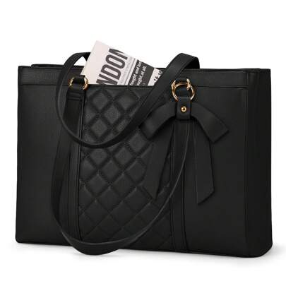 NEWHEY Laptop Bag For Women 15.6 Inch Work Tote Bags Waterproof Leather Laptop Tote Professional Computer Briefcase Large Capacity Handbag For Office Teacher Travel