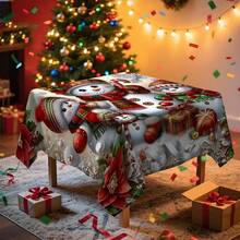 1pc Rectangular Tablecloth, Christmas Themed Tablecloth Collection With Reindeer, Gingerbread Man, Snowman And Other Patterns, Creates Holiday Atmosphere, Suitable For Daily Home, Living Room, Dining Room, Christmas-Themed Events