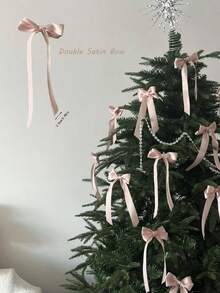 6/12/24 szt. dwuwarstwowa kokardka satynowa kokardka ozdoba choinkowa, różowa kokardka w stylu baletowym, kokarda choinkowa, ozdoba świąteczna, najlepszy prezent dla dziewczynki
