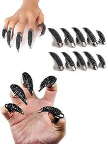 5 chiếc, Nhẫn móng vuốt đại bàng, Nhẫn móng vuốt mèo phong cách Punk, Móng tay giả Gothic, Khớp ngón tay hiệu ứng áo giáp, Móng vuốt cong sắc nhọn, Thích hợp cho các bữa tiệc nhập vai, Quà tặng Halloween cho cả nam và nữ, Móng tay dài phóng đại, Phong cách thời trang cá nhân, Bộ nhẫn móng tay dài đính kim cương, Nhẫn phong cách Punk có thể sử dụng trong 4 mùa trong năm - Nhiều màu - Xem 8