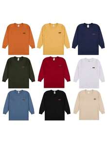 Kit Of 5 Basic Casual Plain Long Sleeve T-Shirts For Baby Boys - 彩色 - 查看 3