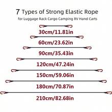 LOTANK 30cm-210cm Heavy Duty Elastic Rope Tie Down Strap, Kayaking Cycling Luggage Packing Rope, Outdoor Camping Accessory - Black - View 6