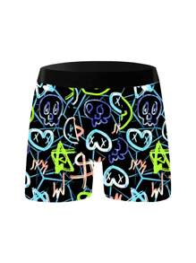 Random 10-Pack Vibrant Graffiti Style Men's Long Boxer Briefs