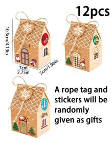 10pcs/20pcs/30pcs Christmas Birthday Gift Packaging Boxes, Candy Cookies Food Paper Boxes, New Creative Christmas Candy Apple Boxes, Gift Packaging Boxes, Holiday Gift Boxes, Small House Advent Calendar Boxes, Christmas Gift Candy Boxes Christmas Christmas Decorations Christmas Pajamas Christmas Gifts Christmas Decor