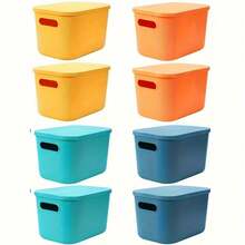 1 Pack Colorful Storage Bins With Lids For Shelves, Classroom Storage Bins, Stackable Colored Bins, Teacher Bins, Plastic Storage Containers With Lids For Organizing, Storage Boxes For Pantry Cabinet - Multicolor - View 6