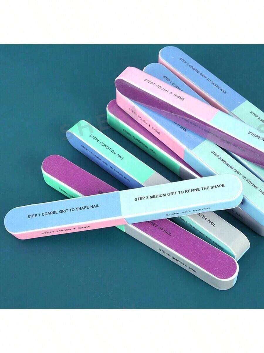 1pc Seven-Bread Edge File Seven-Step Nail Grinding Polishing Strip Multifunctional Nail File - Multicolor - View 1