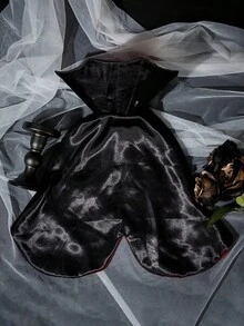 1pc Gothic Style Red & Black Contrast Pet Vampire Cape Costume Halloween Halloween Costumes - Multicolor - View 5