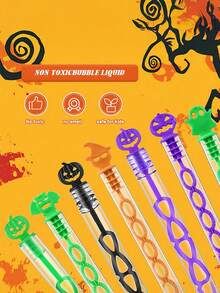 5/10pcs Halloween Bubble Wands - Colorful Plastic Party Favors With Random Pumpkin & Bat Designs, Non-Candy Treats For Trick-Or-Treat, ,Goodie Bag Fillers , Halloween Accessories, Trick Or Treat Gifts, Spooky Decorations, Lightweight Construction, Festive Giveaways, Event Planners,Halloween Party Favors(No Liquid) - Multicolor - View 4