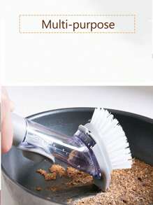 1pc Viral Liquid Refillable Long Handle Sponge Cleaning Brush, Multi-Functional Slouchy Dishwashing Brush With Replaceable Head, Can Add Detergent, Suitable For Kitchen, Restaurant