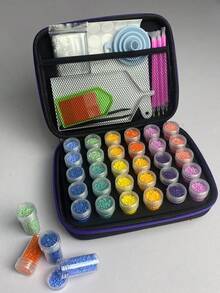 30/60/120/240 Slots,Diamond Painting Storage Case, Upgraded Canvas Organizer With Accessories Shockproof Bead & Art Supply Holder, Portable Jewelry Container With Tools, Multifunctional Craft & Sewing Supplies Kit, Plastic Material - Multicolor - View 7