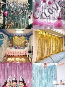 1 pieza 100cm*200cm Cortina de lluvia rosa/plateada/dorada, decoración de fondo para fiesta, Día de la Madre, cumpleaños, boda, declaración de amor, despedida de soltera, graduación, escena festiva, decoración esencial para el hogar