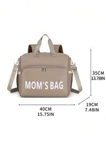 1pc Convertible Shoulder & Backpack Diaper Bag With Hidden Straps, Suitable For Luggage Trolley, Printed Design