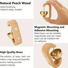 1 Elegant Japanese Wooden Wind Chime - Wireless Brass Door Chime With Magnetic Mounting For Home And Business, Wall Clock Decorative Door Wall Dual Use