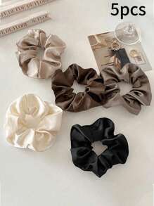 24/12/10件套女士纯色缎面丝绸发圈，柔软缎面弹力发带，不伤发，适合高马尾和日常佩戴