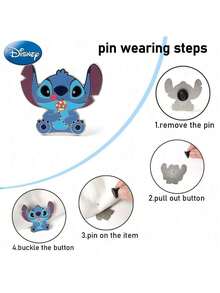 Disney 1pc Officially Licensed Stitch Series Enamel Pins Cute Cartoon Button Pins Decorative Badges For Clothes Bags Backpacks Hats Hair Ties Women's Funny Collectible Display Perfect Birthday Christmas Anime Gift - Multicolor - View 3