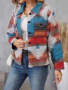 Veste femme rétro à motif géométrique blocs de couleurs, automne - Multicolore - Voir 4