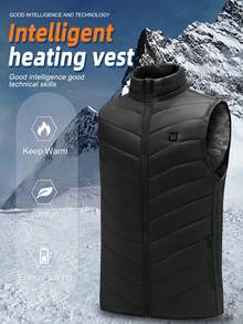 X-TIGER 9 Zone Heated Vest Men Winter Warm Thick Electric Heated Vest USB Heated Jacket Heated Down Jacket Winter Men Heated Warm Vest - Black - View 2