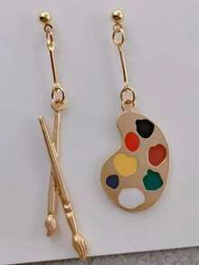 珠宝夸张个性不对称耳环画家画笔调色板滴独特艺术家老师小姐为艺术家 - 彩色 - 查看 8