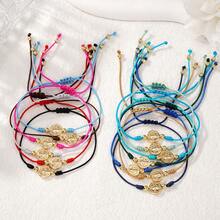 SHINUS BOHO 1pc Vintage Style Metal Virgin Mary Pendant Braided Bracelet Set, Religious Blessing Jewelry For Women