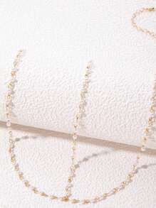 Eine modische und einfache Basic Ketten-Halskette, geeignet als Geschenk für Mädchen Tanzpartys (handgefertigte Kette, auf Maß geschnitten, die Anzahl der Perlen ist nicht fest)