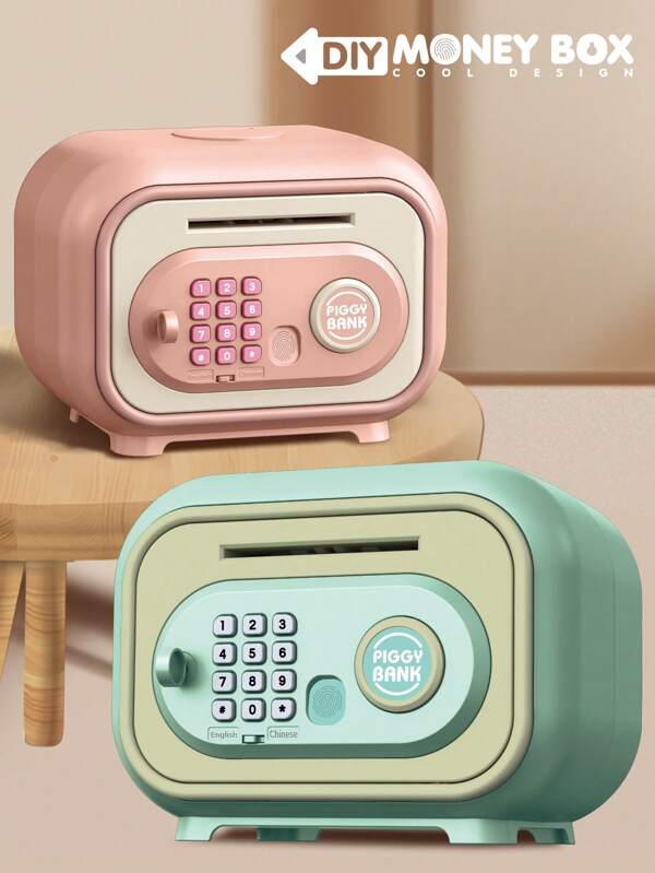 Electric Large Capacity Piggy Bank, Automatic Money Rolling, Fingerprint/Password/Key Unlocking, Switchable Chinese/English Voice, Gift For Boys & Girls, Some Accessories Random, Batteries Not Included
