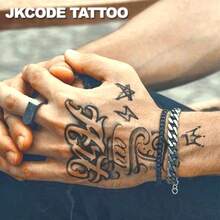 JKCODE TATTOO Tatuaggio erboristico - Motivo graffiti di strada - IO SONO ARTE - Tatuaggio a lettere - Tatuaggio in stile graffiti di strada per mano, dito, casual, uomo cool, mano, collo, testa, durata 15 giorni, impermeabile