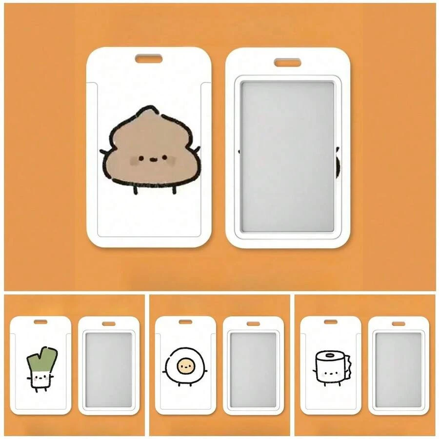 Conjunto de llavero integrado de protección de identificación para estudiantes, con diseño lindo de pareja, campus y Kaka, para tarjeta de comida, autobús y metro - Funda de cuerda de cuero - Ver 1