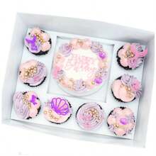 8+1 便当盒和纸杯蛋糕盒，8 个纸杯蛋糕凹槽和 4-5 英寸蛋糕槽 - 白色 - 查看 5