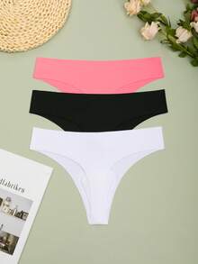 MLeyhoice 3条装女士无缝纯色功能性内裤，黑/白/米色防滑内裤，高性能丁字裤，瑜伽隐形内裤，舒适内裤，瑜伽文胸 - 彩色 - 查看 9