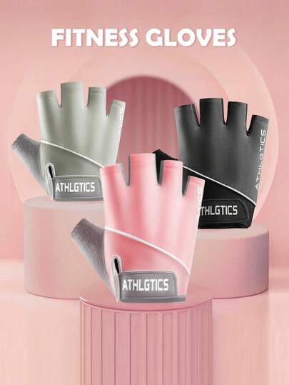 1 Pair New Sports Gloves, Couples' Half Finger Fitness Gloves, Women's Outdoor UV Protection Anti-Slip Yoga Sports Thin Ice Silk Cycling Gloves