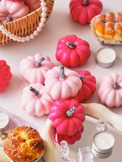 5 件人造逼真仿真粉色南瓜假南瓜适用于节日万圣节感恩节秋收家居装饰