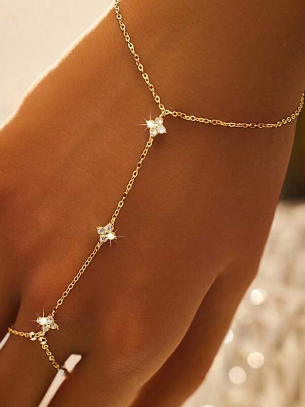 1 قطعة سوار فضة إسترليني عيار 925 مرصع بالراين ستون بشكل شبيه بالبرسيم، سوار أنيق متعدد الطبقات، مناسب للارتداء في المناسبات والهدايا