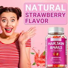 XEMENRY Hair, Skin And Nails Gummies - With Biotin,Collagen,Skin Moisturizing, Nails Growth,Anti-Aging, Antioxidant,Healthy Skin - 60pcs - 60 viên kẹo dẻo - Xem 3