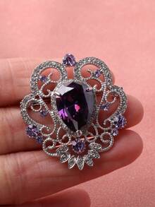 1件时尚白色奢华水滴花卉胸针，女士超大胸针 - 白色 - 查看 9