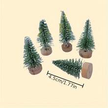 20pcs Mini Christmas Trees - Artifeial Plastic Christmas Trees With Wooden Bases, Classic Green 8 White Snowy Pine Design For Holiday Decor Party, Home, Tabletop Crafts Christmas Decorations(10/20pcs)