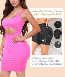 Women's Hip Padded Shapewear Booty Lifter Control Panty - Black - View 4